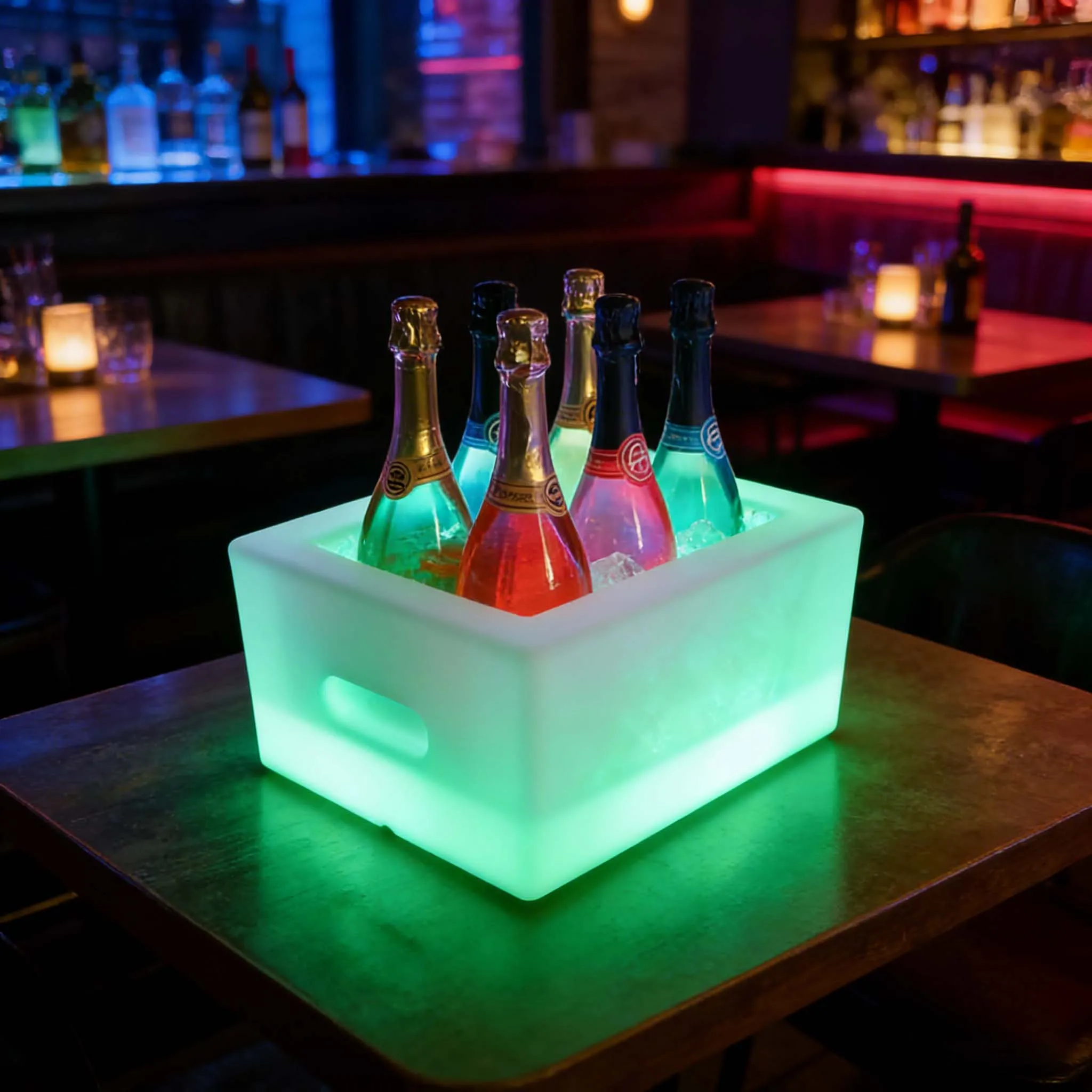 Fashionable Bar Accessories High Quality KTV Bar Party Pot Bar Holiday Lighting Cooler Box Plastic LED Ice Bucket