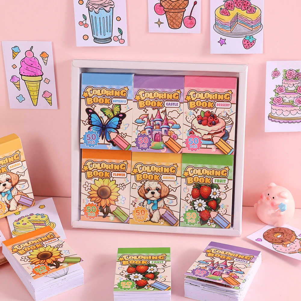 

DIY Coloring Sticker Set 1 Box With 6 Themes Paper Stickers For Planner Accessories Office Crafts Birthday Christmas Gift