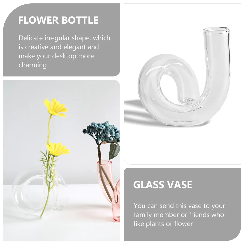 

Glass Vase Irregular Shape Decorative Flower Bottle Table Vase for Home Garden Office Plant Arrangement Flower Bottle