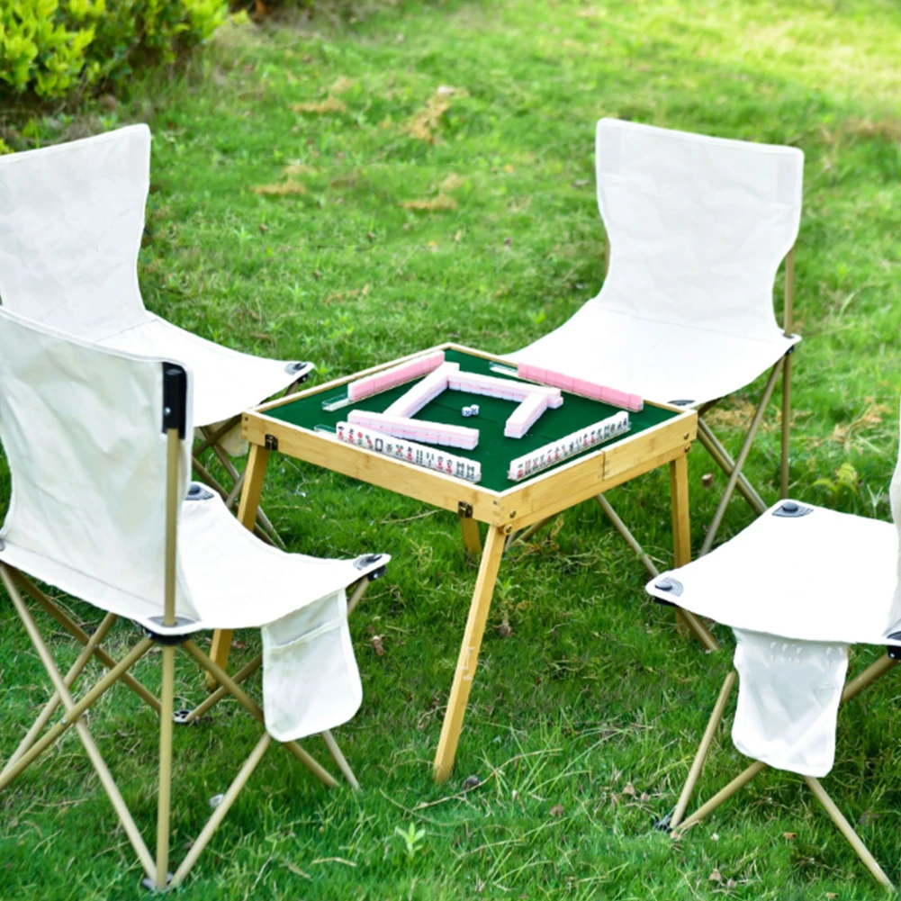 Mesa de Mahjong portátil de viaje con juego de azulejos de Mahjong chinos, kits de juego de Mahjong portátiles para dormitorio de acampada al aire libre