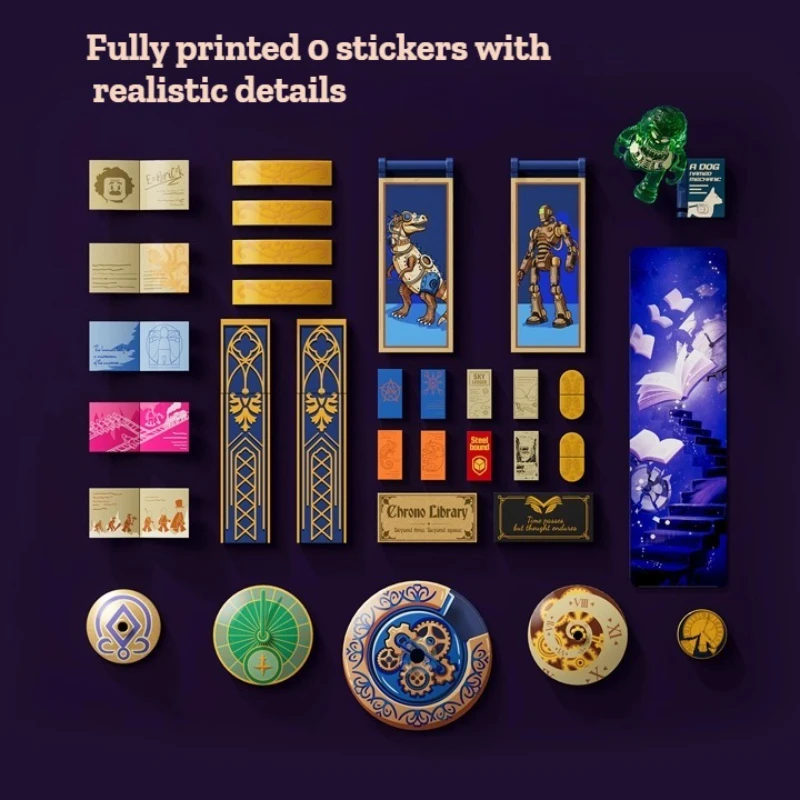 ชุดตัวต่ออาคารห้องสมุดสไตล์สตีมพังก์ ชุดแตกจุดเวลาและพื้นที่ ของตกแต่งแนวเรโทร วิวถนนย้อนยุค ของสะสม ของเล่น ของขวัญ