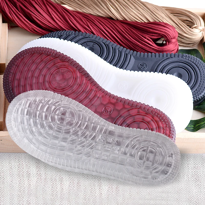 1 Pair Hand-woven Hook Line Soles Anti-kick Soft Rubber Soles Anti-slip Wearproof Shoe Patch Repair Replacement For Boot Shoes