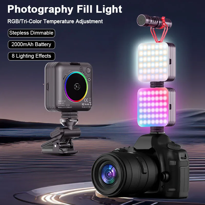 

RGB Pocket Fill Lights Portable Photography LED Video Light for Mobile Phone Makeup Lighting Rechargeable Beauty Ambient Light