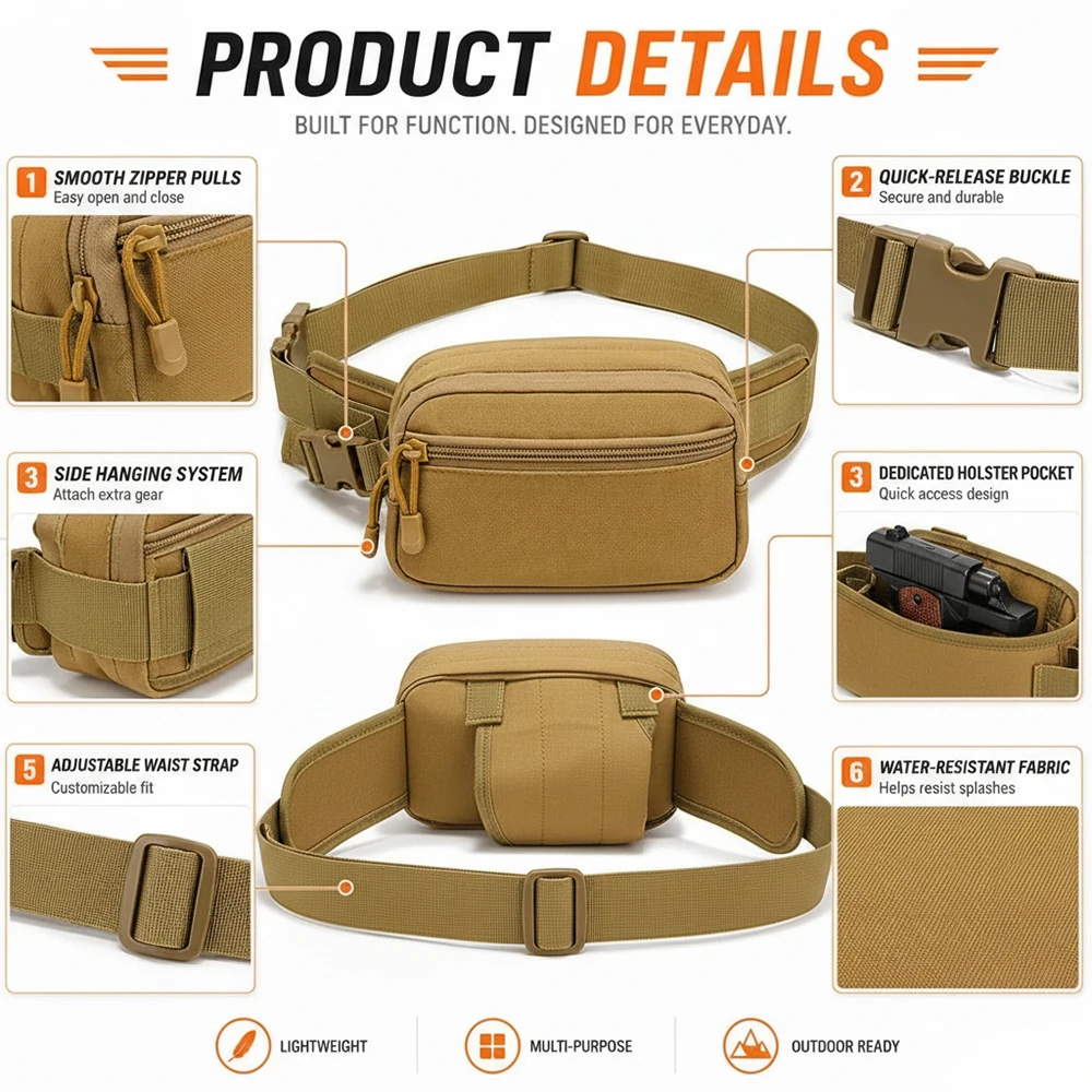 Verborgen draagtas voor pistol - Edc Concealed Carry Fanny Pack recensie en prijs