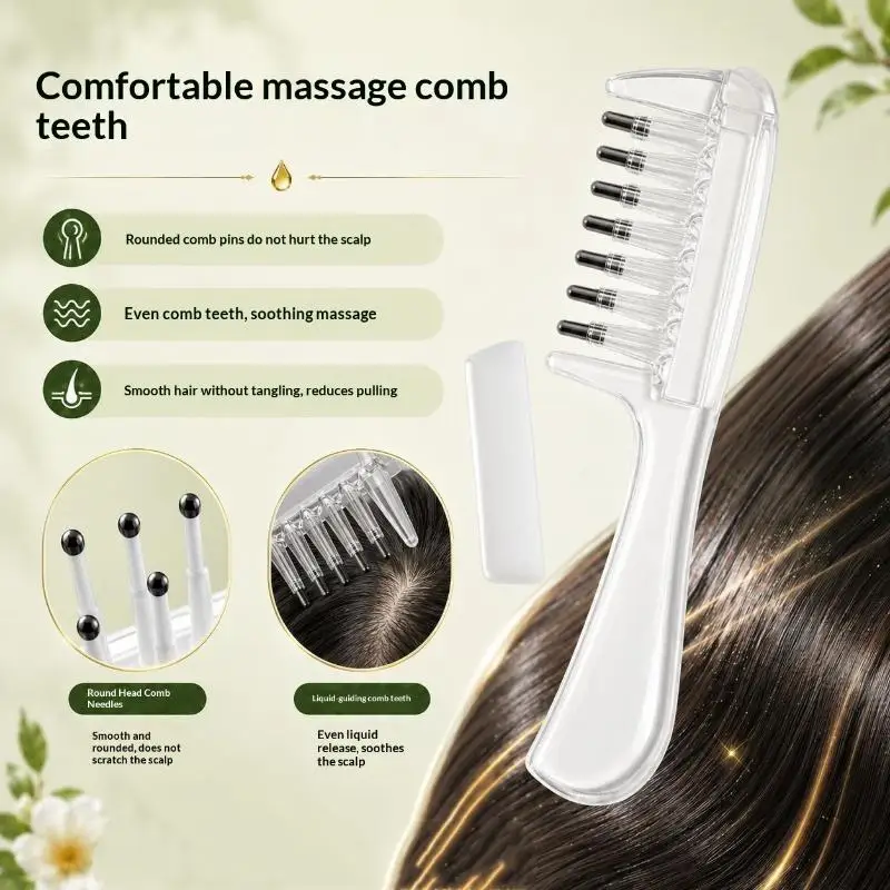 Transparent Hair Root Comb Anti Leak Liquid Applicator Scalp Massage Brush Portable Hair Oil Serum Care Tool
