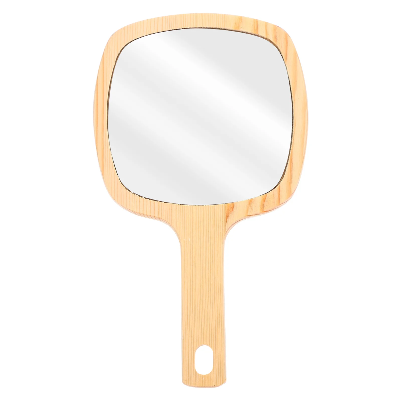 1Pcs Wooden Handle Makeup Mirror Creative Design Chic Gloss Lightweight Durable Practical Gift for Women Co-Worker