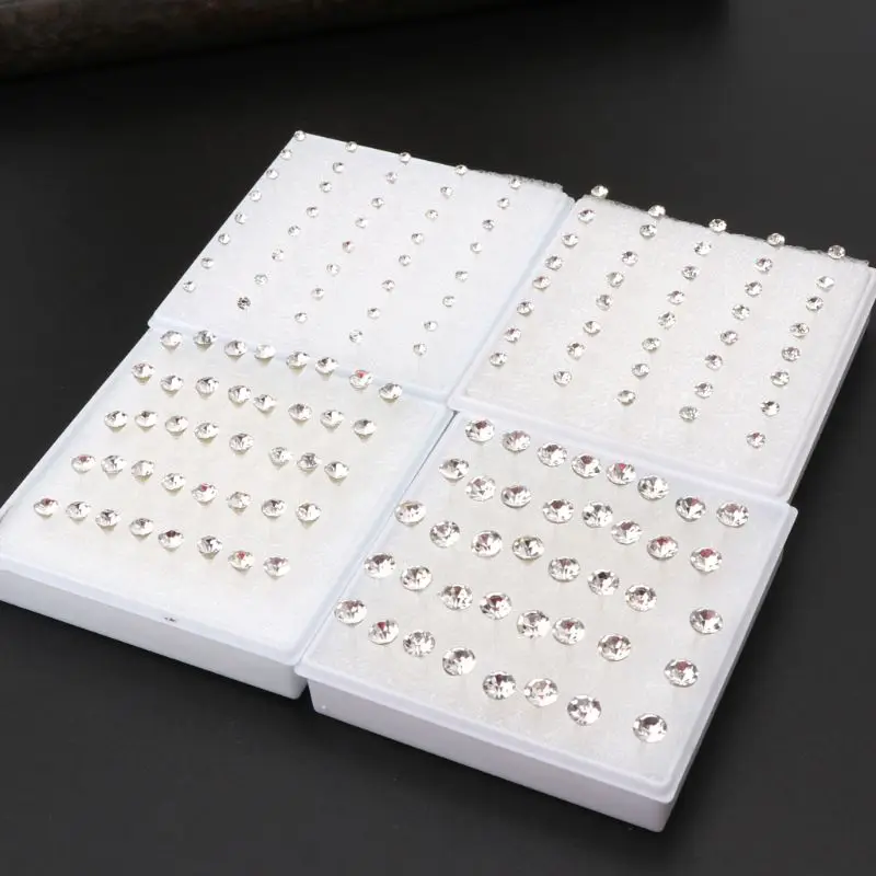 Nice 20 Pairs 2-5mm Ear Studs Earrings Faux for Rhinestone Studs Nose Lip Ear Sticks Chin Ear Needles Jew