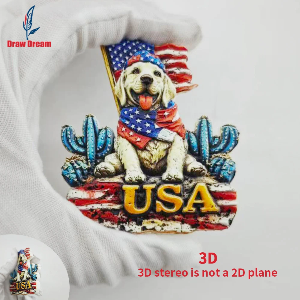 1 Stück Amerikanischer Kreativer 3D-geprägter Kühlschrankmagnet, Weltreise-Souvenir-Kollektion, geeignet für Heim- und Bürodekoration, personalisierter exklusiver Reise-Souvenir-Magnet,