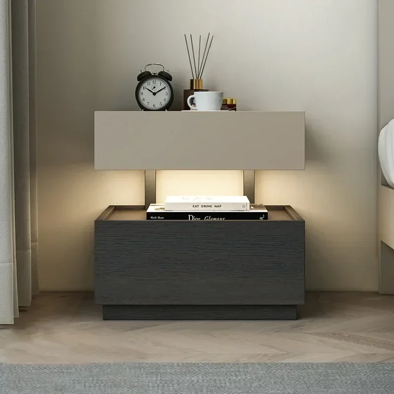 Multi-functional Walnut solid wood bedside table household bedroom bedside storage sturdy and durable