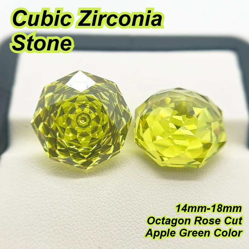 

Cubic Zirconia Stone Octagon Rose Cut Apple Green Color 14mm-18mm Loose Stones Used for DIY Jewelry Making Inlay Main Materials