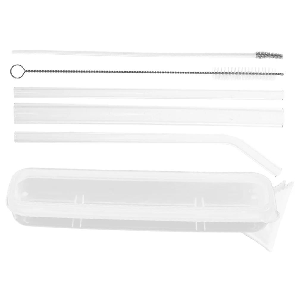 

1Set Glass Straw Set Heat Resistant Transparent Drinking Straws with Cleaning Brush for Juice Coffee Milk Tea Beverages