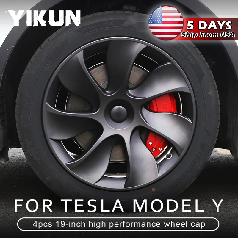 4PCS Hub Cap Performance Replacement Wheel Cap Automobile Hubcap Full Rim Cover Accessories for Tesla Model Y 19-Inch 2018-2024