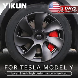 Tapa de cubo de 4 piezas, accesorio de cubierta de llanta completa para automóvil de 19 pulgadas, rendimiento de tapa de rueda de repuesto para Tesla Model Y 2018-2023