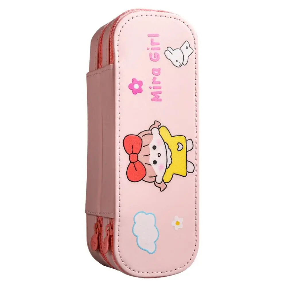 Cartoon Large Capacity Pencil Case Multi-function Double-Layer Stationery Box PU Waterproof Pen Box Student School Supplies