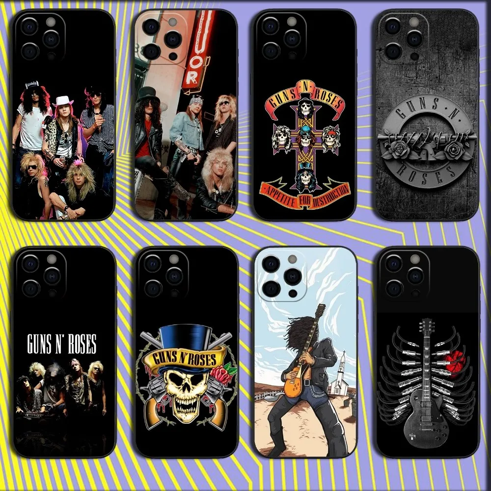 Band G-Guns N Roses Phone Case For iPhone 16,15,14,13,12,11,Pro,X,XS,Max,XR,Plus,Mini Soft Black Cover