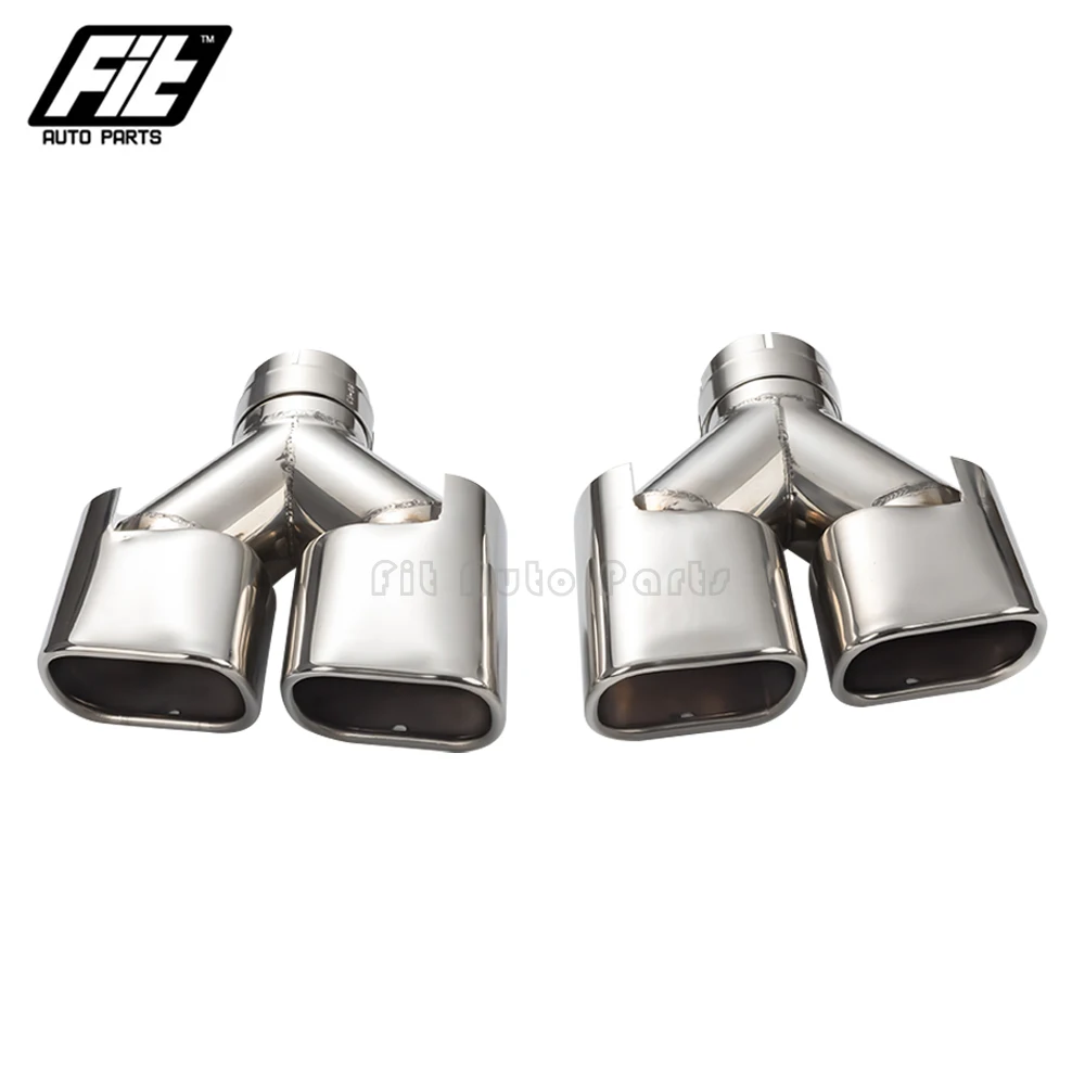 1pcs Exhaust Tailpipe Tip Stainless Steel Chrome 63mm Inlet Square Double Outlet Muffler End Tip