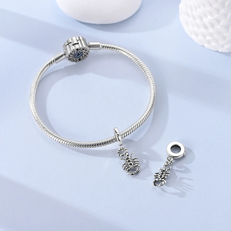 925 Sterling Silver Scorpion Charms Pendant Fit Original Bracelet DIY Women Anniversary Jewelry Gift