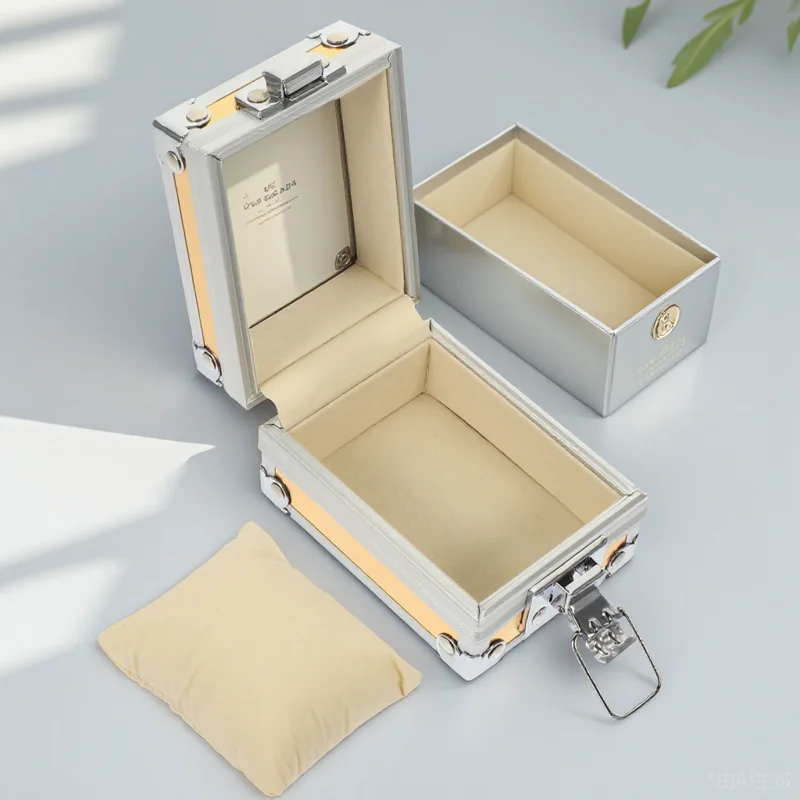 

Stainless Steel Watch Box Case Single Watch Holder Travel Storage Organizer Dustproof Water Resistant Gift Packaging For Men