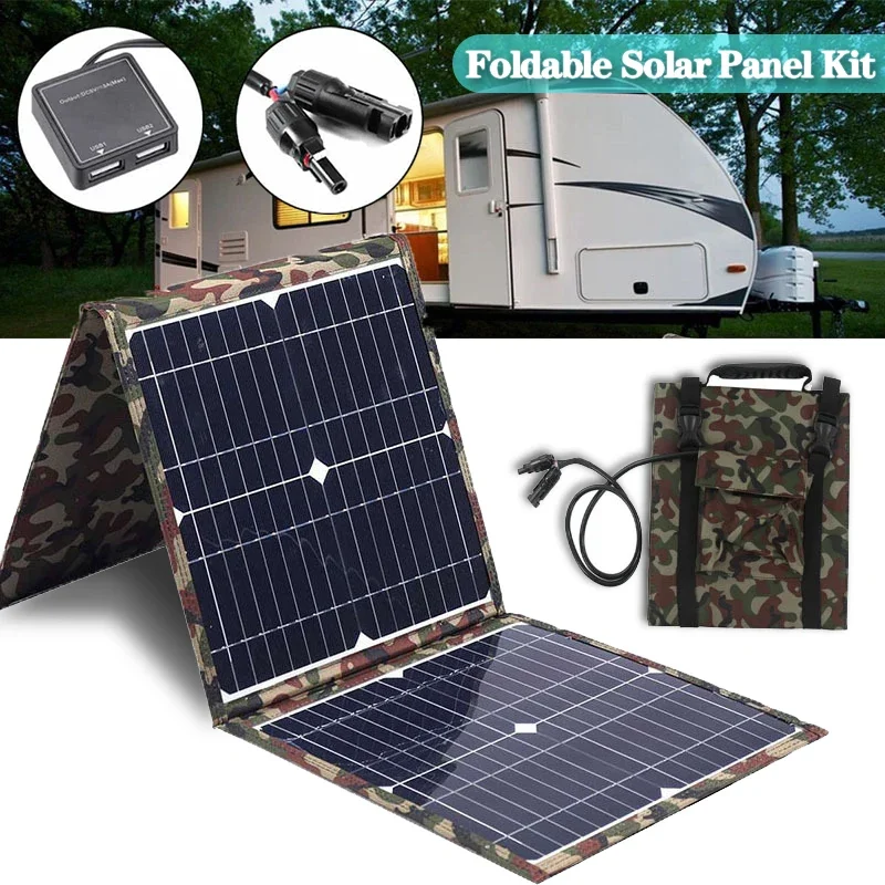 

800W Foldable Solar Panel 50W/H Kit Complete Solar Power Station Portable Generator Charger 18V for Car Boat Caravan Camping