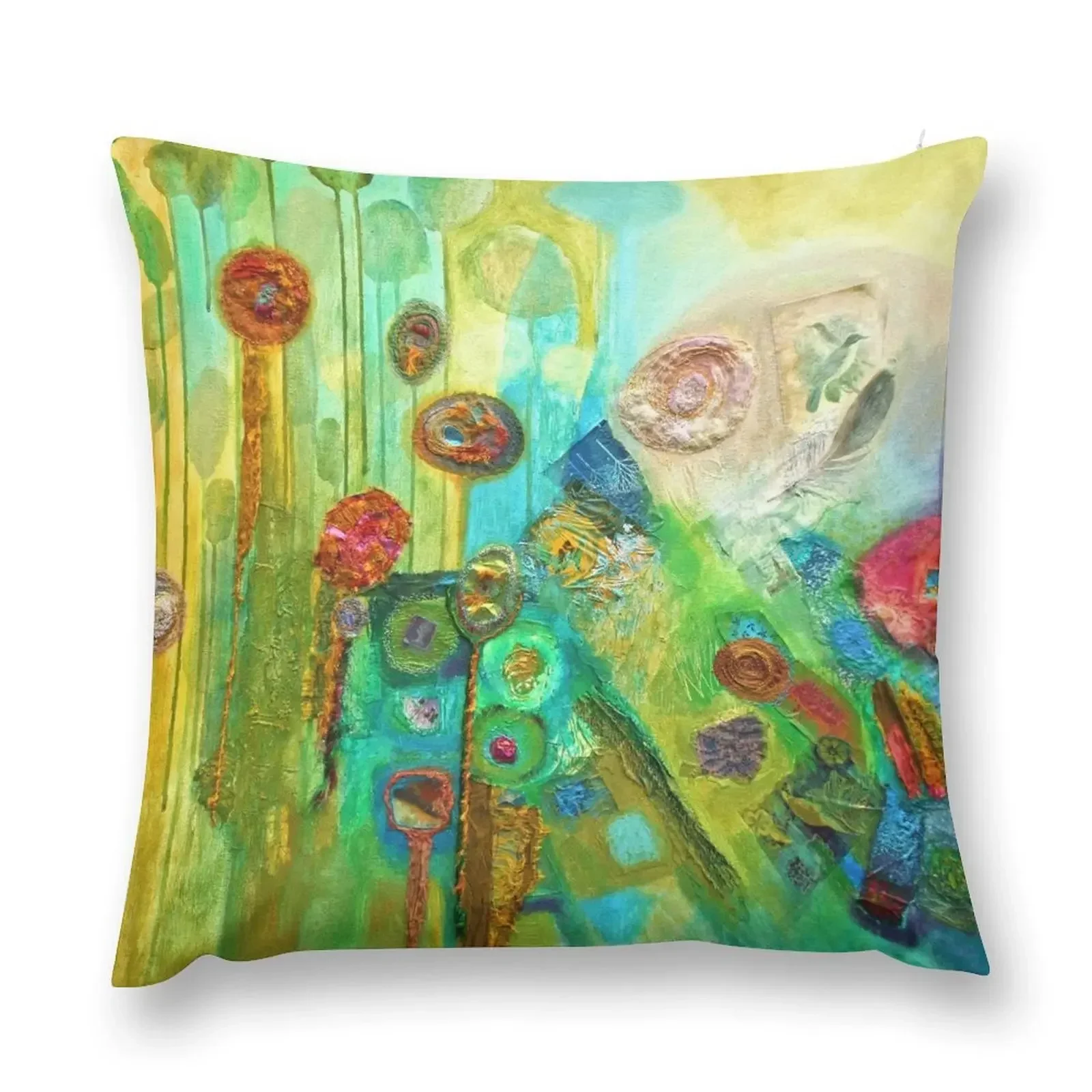 Contrasting Variations in green, blue and pink Throw Pillow ornamental pillows for living room pillows decor home pillow