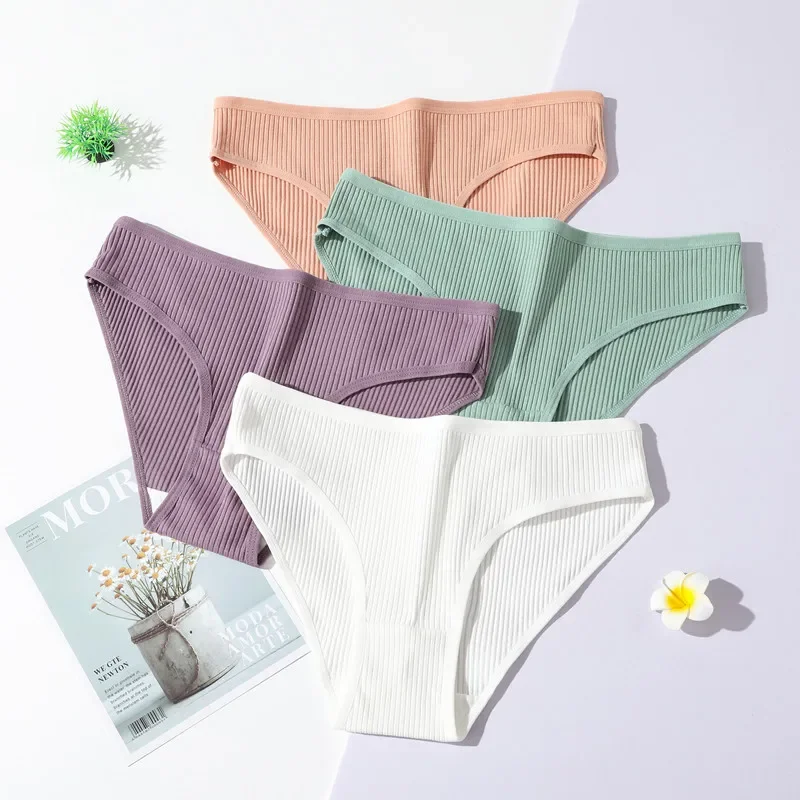 

3PCS Cotton Underwear Ladies Panties Thongs Women's Triangle Underwear Seamless G-string Panty Comfortable Briefs Thong Tanga