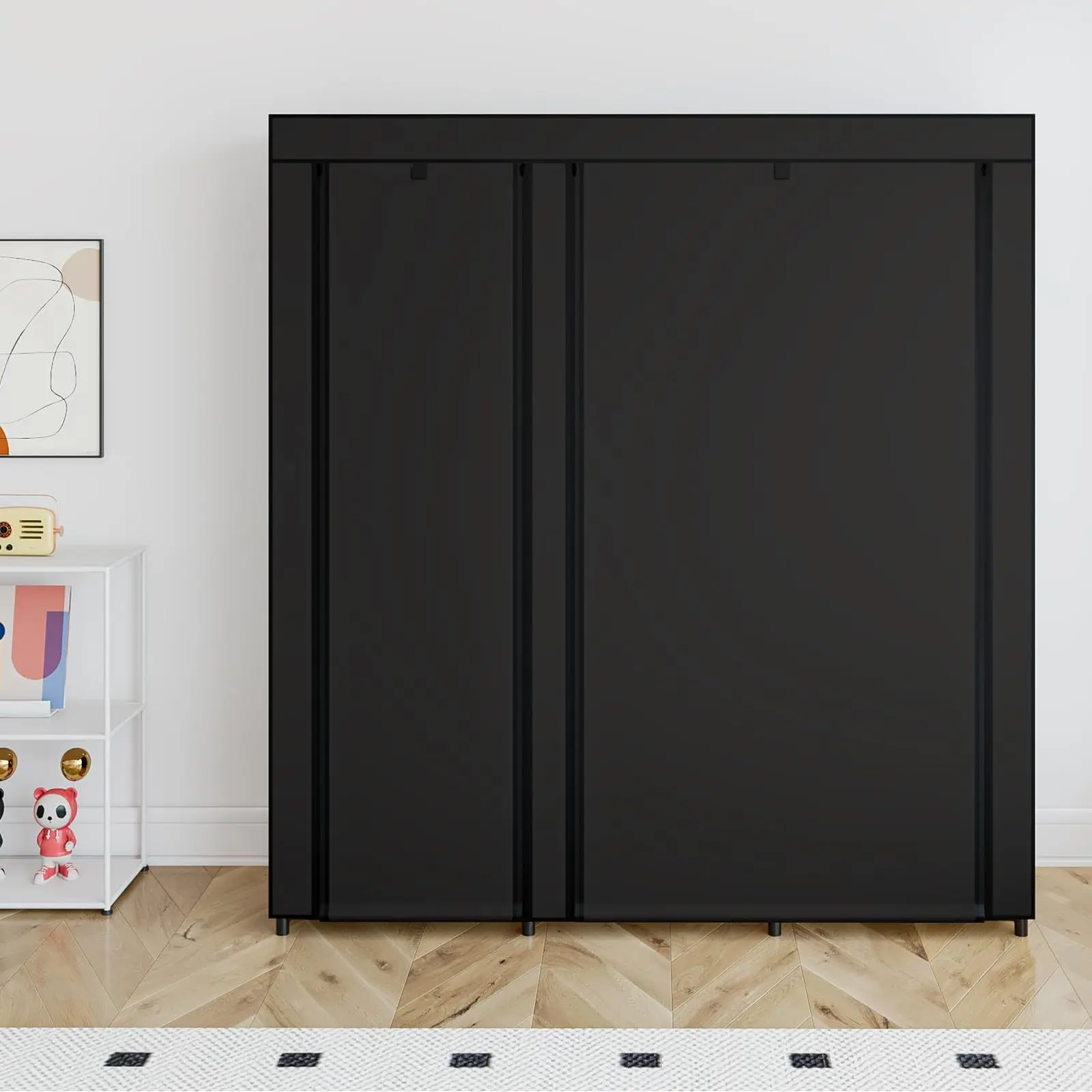 Portable Hanging Wardrobe Closet Organizer – Metal Frame with Non-Woven Fabric Panels, 51 Inch Tall, Foldable & Space-Saving Sto - view 3