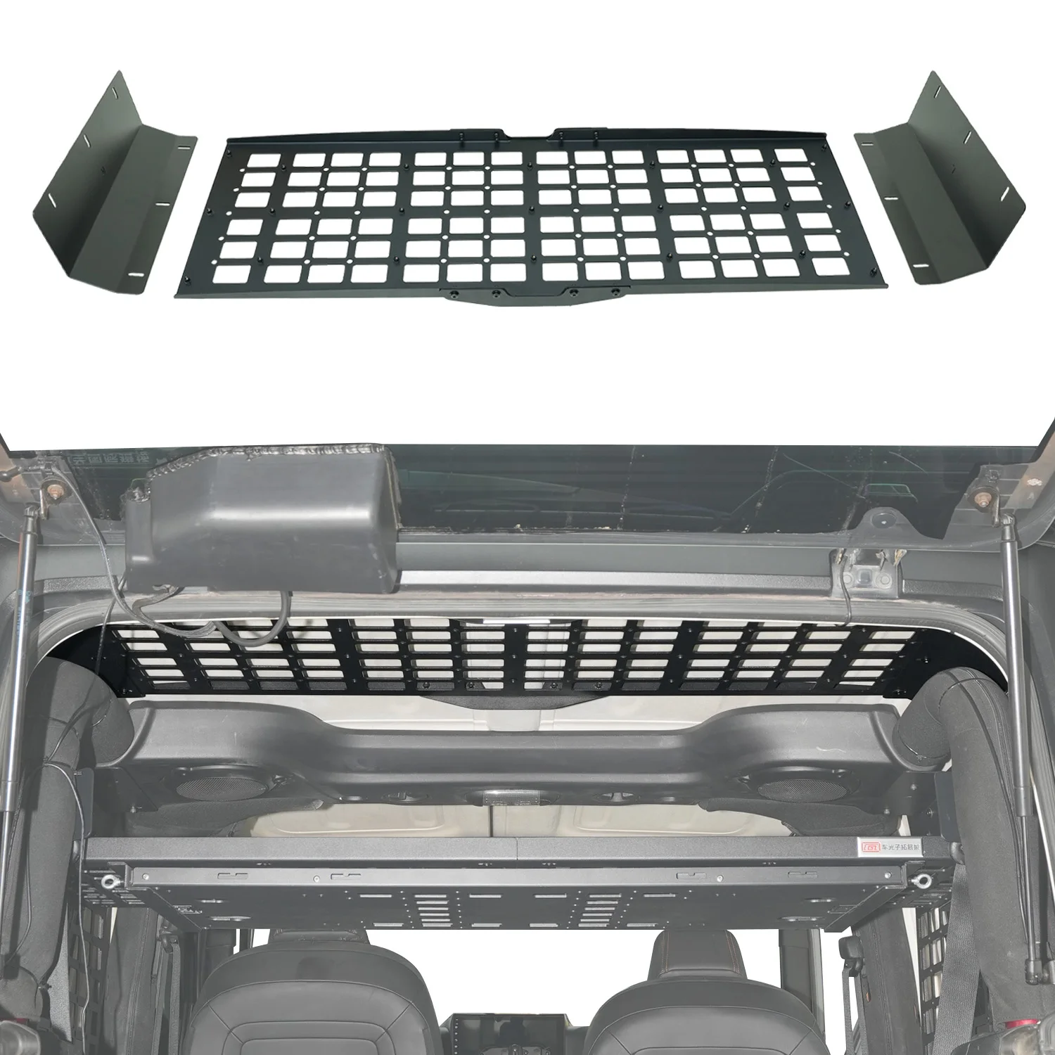 CGZ For Jeep Wrangler JK 2dr 2007-2017 Molle Panel Modular Storage Panel System Rear Top Roof Shelf  Luggage Storage Carrier