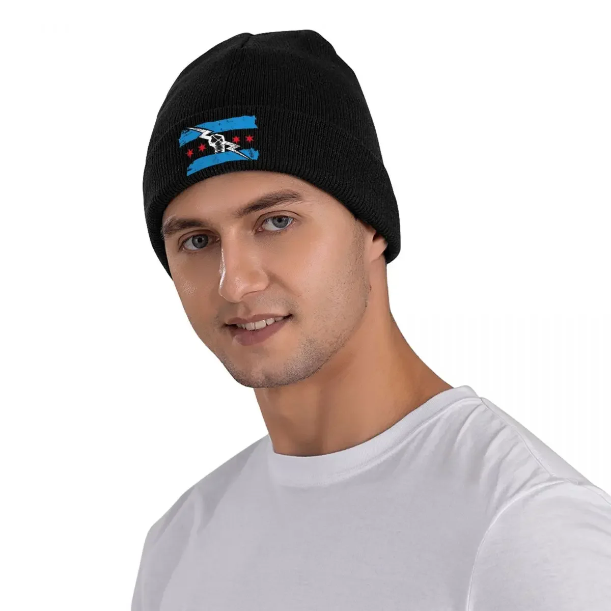 Cm Punk Logo Warm Knitted Cap Fashion Bonnet Hat Autumn Winter Outdoor Beanies Hats for Unisex Adult