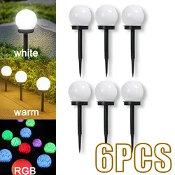 6PCS LED Solar Lawn Light Spherical Energy Saving Waterproof Simple Atmosphere Lighting Outdoor Garden Lawn Street Garden Lights