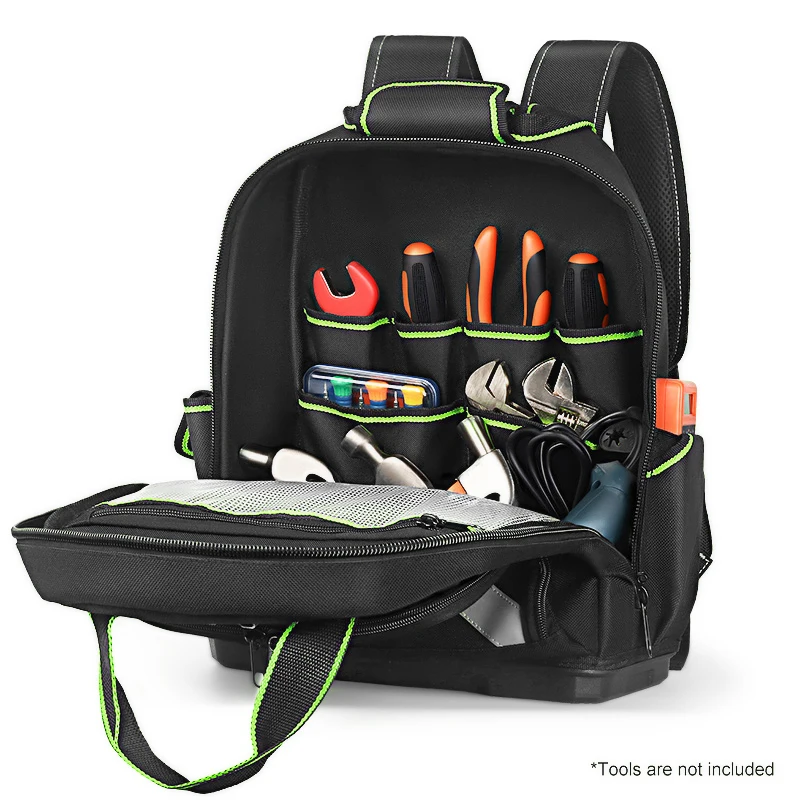 Jakah Tool Backpack with Plastic Bottom Organizer Electrician Professional Portable Complete Bag Storage Tools JK-161