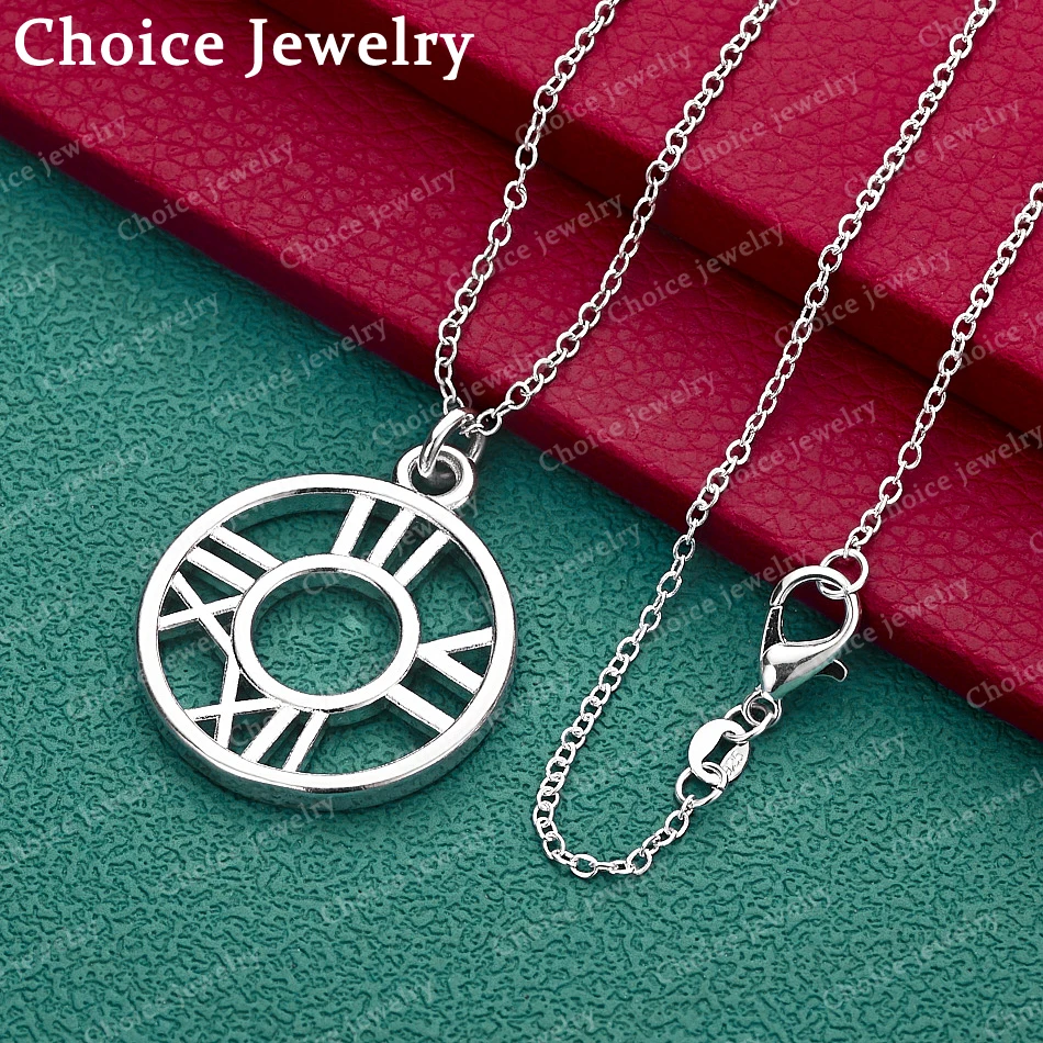925 Sterling Silver Roman Numerals Pendant Necklace For Women Men Anniversary Gift Popular Wild Fashion