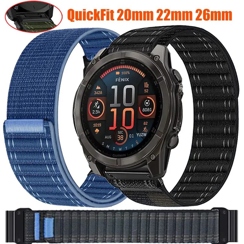 20mm 22mm 26mm QuickFit-Armband für Garmin Tactix8 51/47/43mm Fenix 8/E Quatix8 Nylon-Schlaufe für Instinct 3/Forerunner 970 965 Band