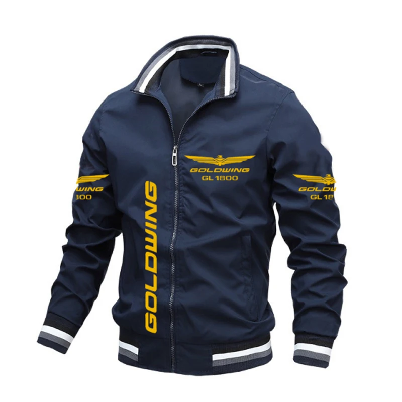 Chaqueta con estampado de ala dorada Honda para hombre y mujer, chaqueta Bomber ajustada para motocicleta, tendencia de moda, nueva