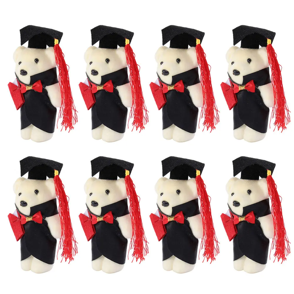 8Pcs Graduation Bear Decorations Standing Bears for Ceremony Flower Bouquet Graduation Party Gifts Flower Bouquet Bear
