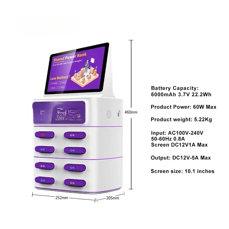Wholesale product sales Power bank rental kiosk with 3 cables, support for laptops and electronics, custom service available