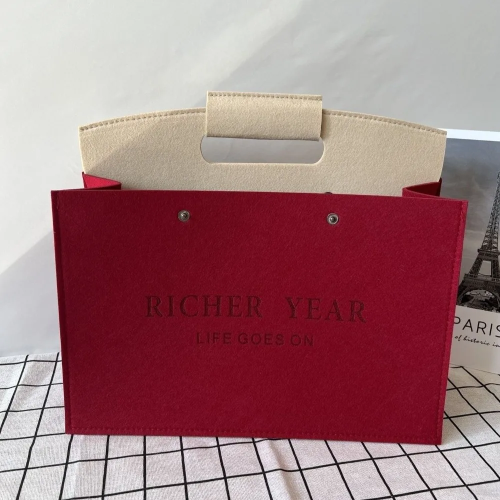 Blessing Large Capacity Felt Handbag Simple Portable Messenger Bag Universal Document Bag Grocery Shopping