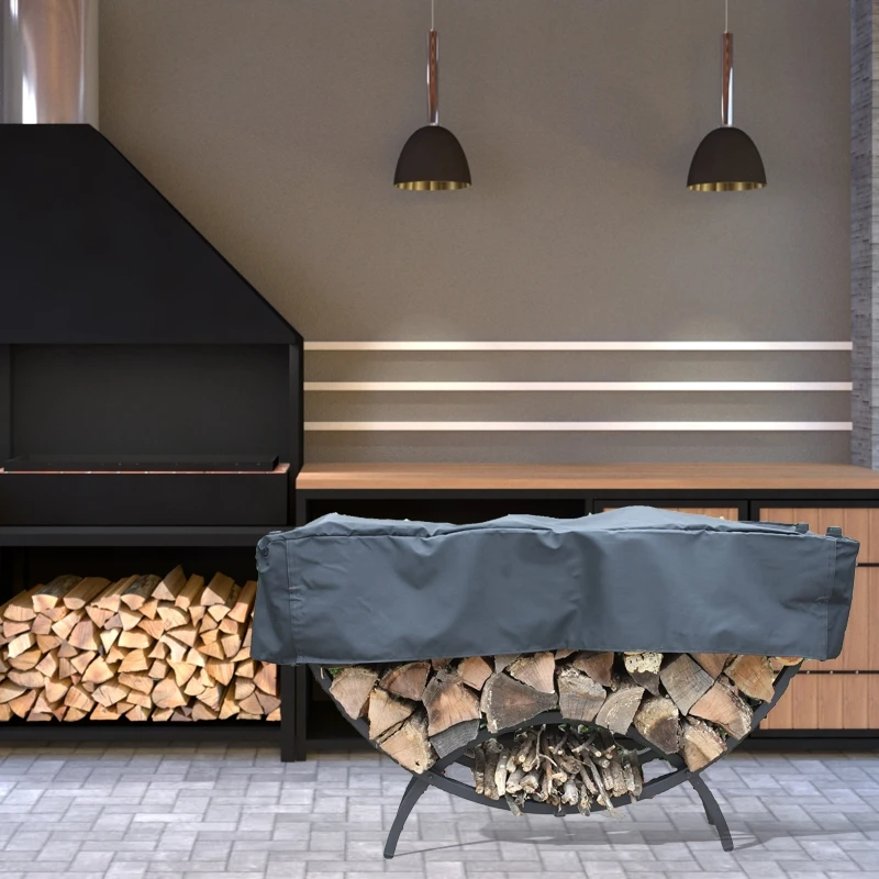 Large Capacity 59x14x14in 210D Oxford Cover Firewood Log Rack Outdoor Log Holder for Protection Waterproof Weatherproof 203C