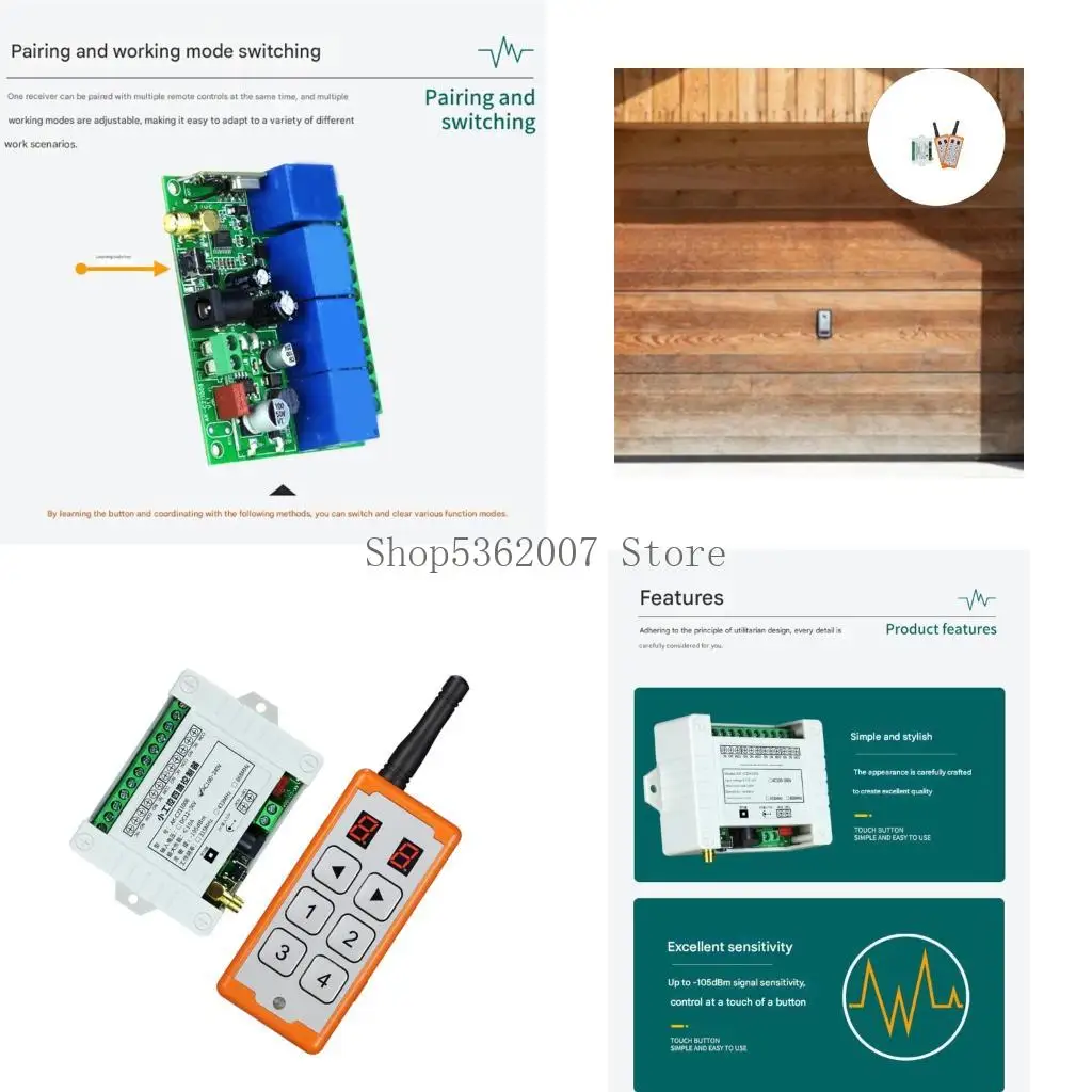 Multiple Purpose 4 Channel 12V RFs Remote 10A Relays ABS Fireproof Housing 40JB