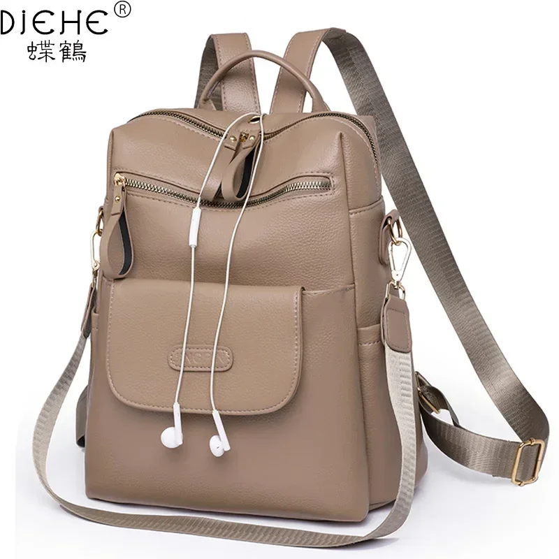 Mochila de cuero para mujer, morral informal de gran capacidad, de Color sólido, ideal para ir de viaje, escolar, 2023