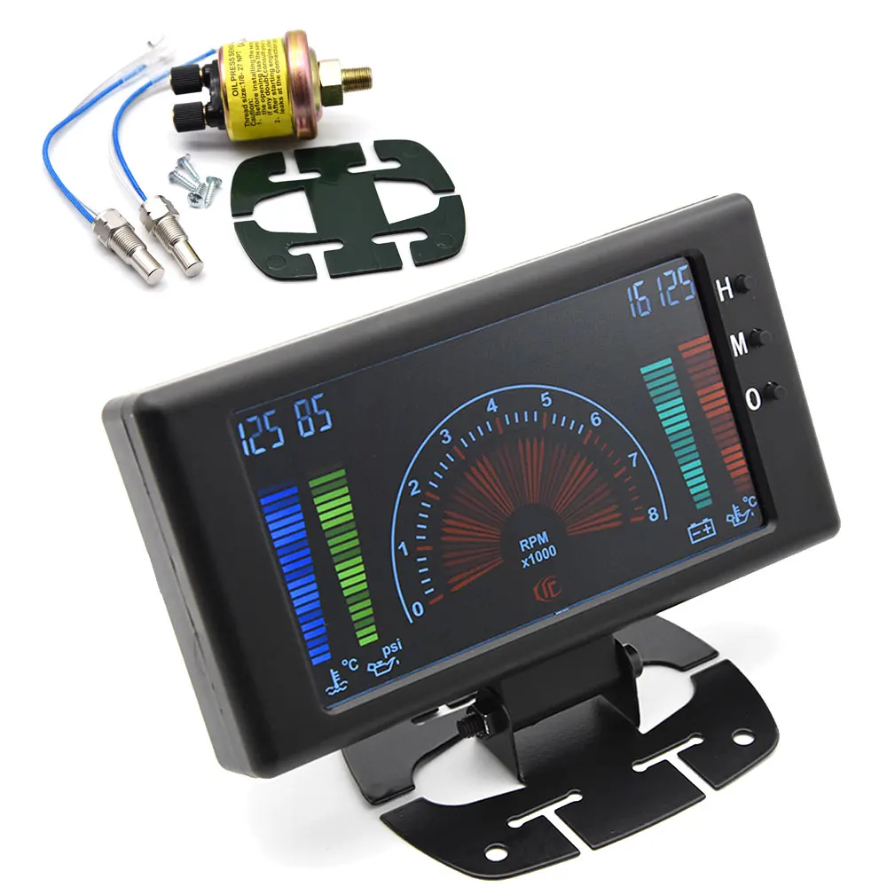 

5" LCD 6 in 1 multiple function Car tachometer Water Temperature oil temp oil pressure tachometer RPM Voltmeter clock Auto gague