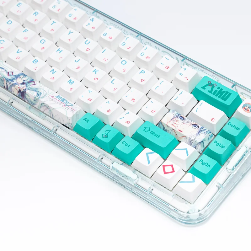Imagem -03 - Anime Japonês Keycaps Pbt Branco Tampas de Teclado Miku Personalizadas Cherry Xda Keycap Bonito para Teclado Mecânico Aula F99 F87 F75 Gx87