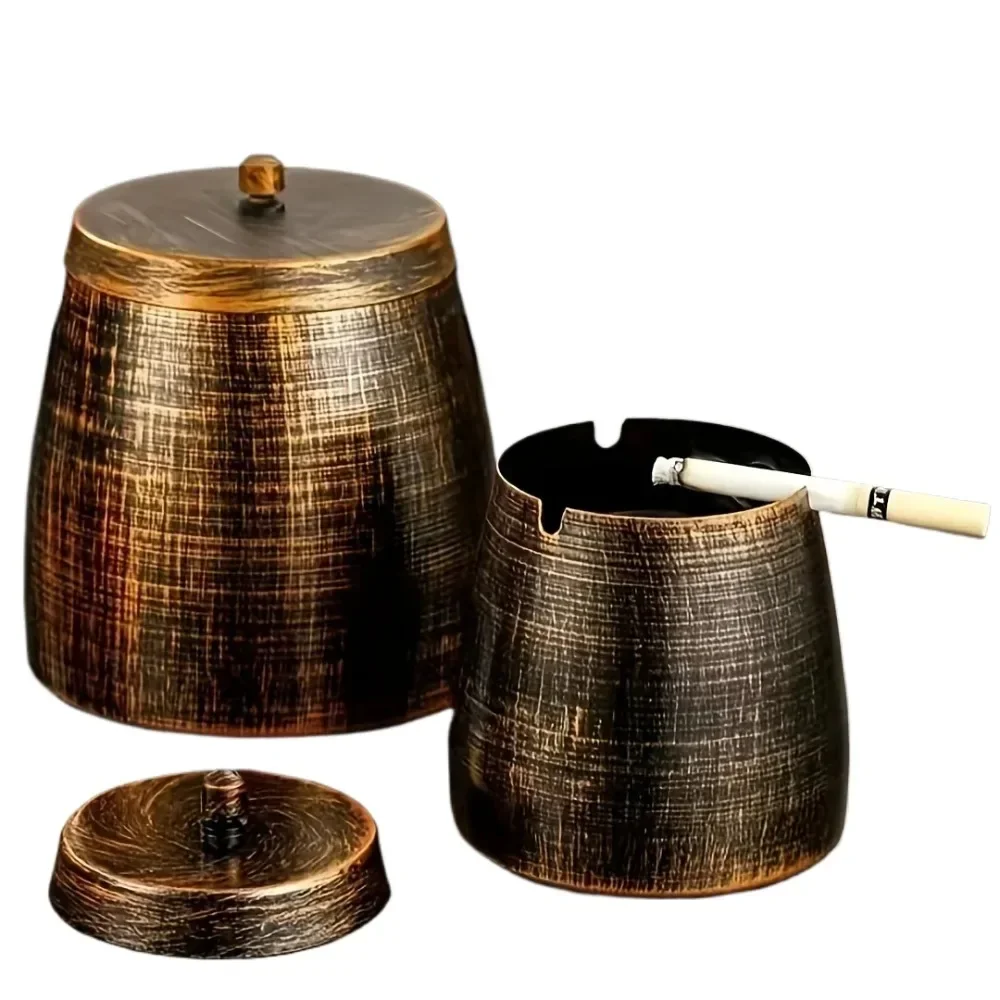 Windproof Metal Ashtray with Lid Odorless Smokeless Indoor Outdoor Use Perfect Gift Idea