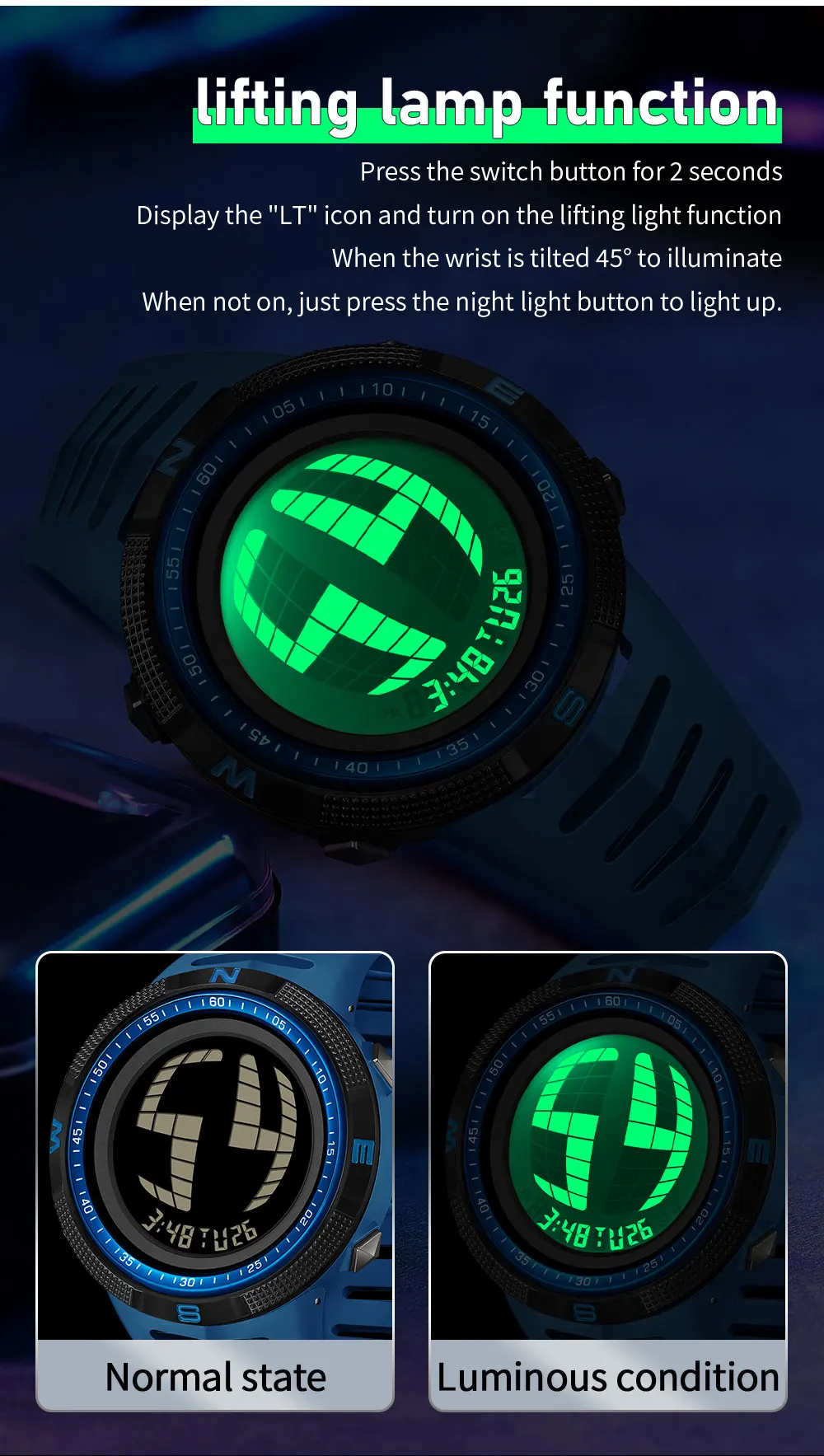 Fashion SANDA 6214 Sports Student Electronic Watch Multi functional Waterproof LED Large Dial Men's Electronic Digital Watch