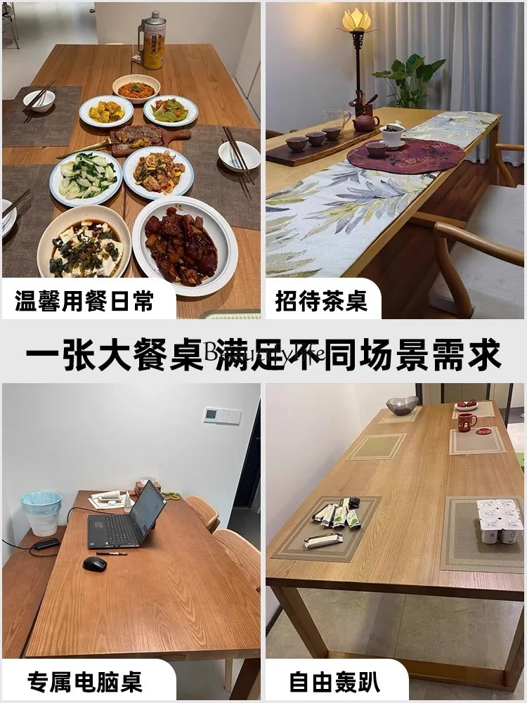 طاولة طعام من الخشب الصلب، طاولة مستطيلة لغرفة المعيشة من خشب الشمع الأبيض #5