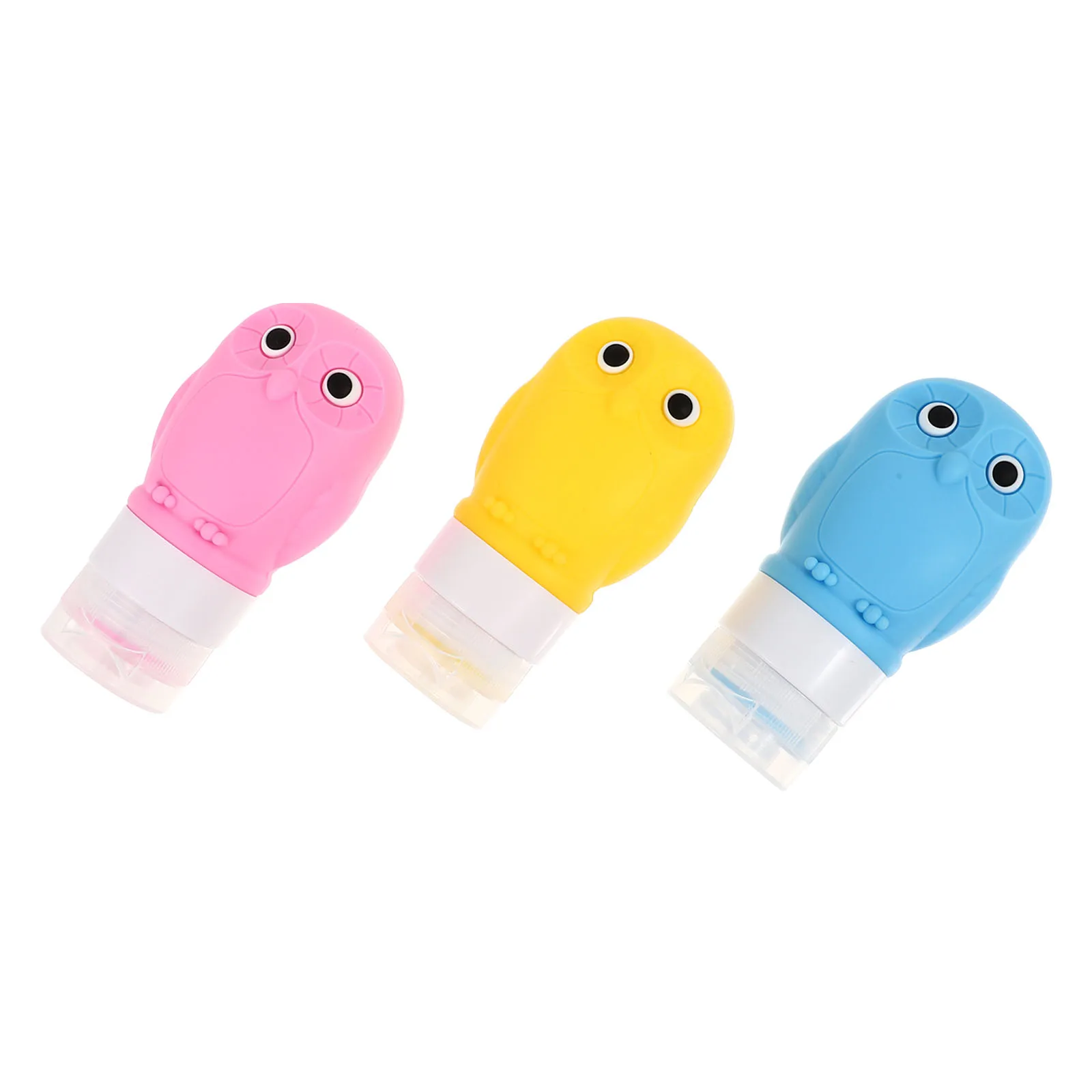 

3pcs Owl Silicone Bottles Empty Storage Containers Portable Travel Dispenser Squeezable Lotion Shampoo Sub Bottles Safe