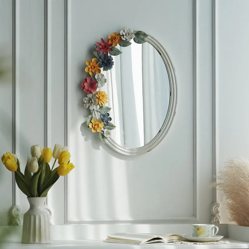 Luxury Nordic Mirror Funky Modern Asymmetrical Oval Hanging Makeup Mirror Decoration Items Spiegels Living Room Decorations