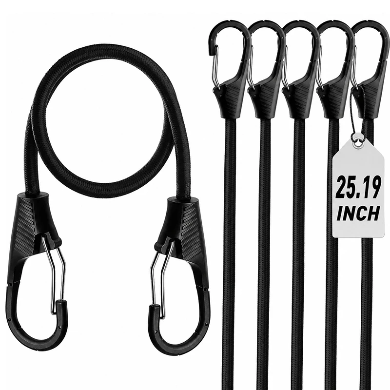 5PCS Black Bungee Cords Set Hook Strap Perfect for Bike Rack Motorcycle Gear Camping Tent Lightweight & Quick Release Design ZYF
