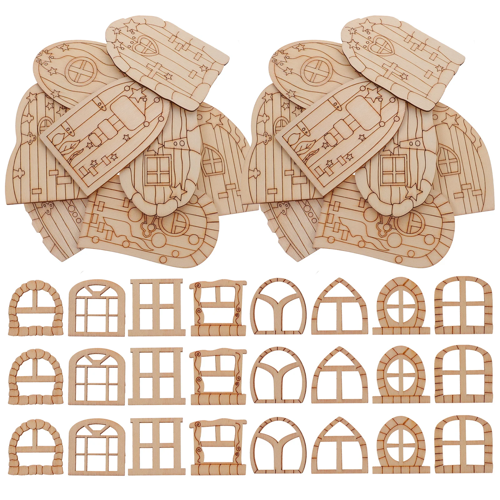 

64Pcs Fairy Mini Wooden Doors Unfinished DIY Craft Micro Landscape Decoration Accessories for Painting Fairy Kit