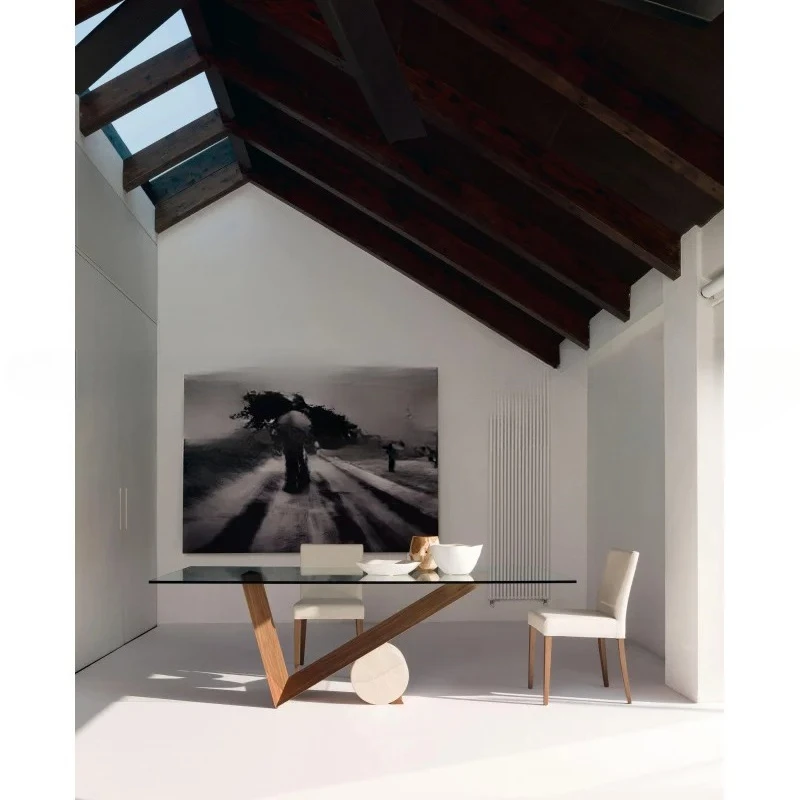 Tavolo da tè in vetro irregolare dal design master Tavolo da pranzo in marmo di quercia italiana