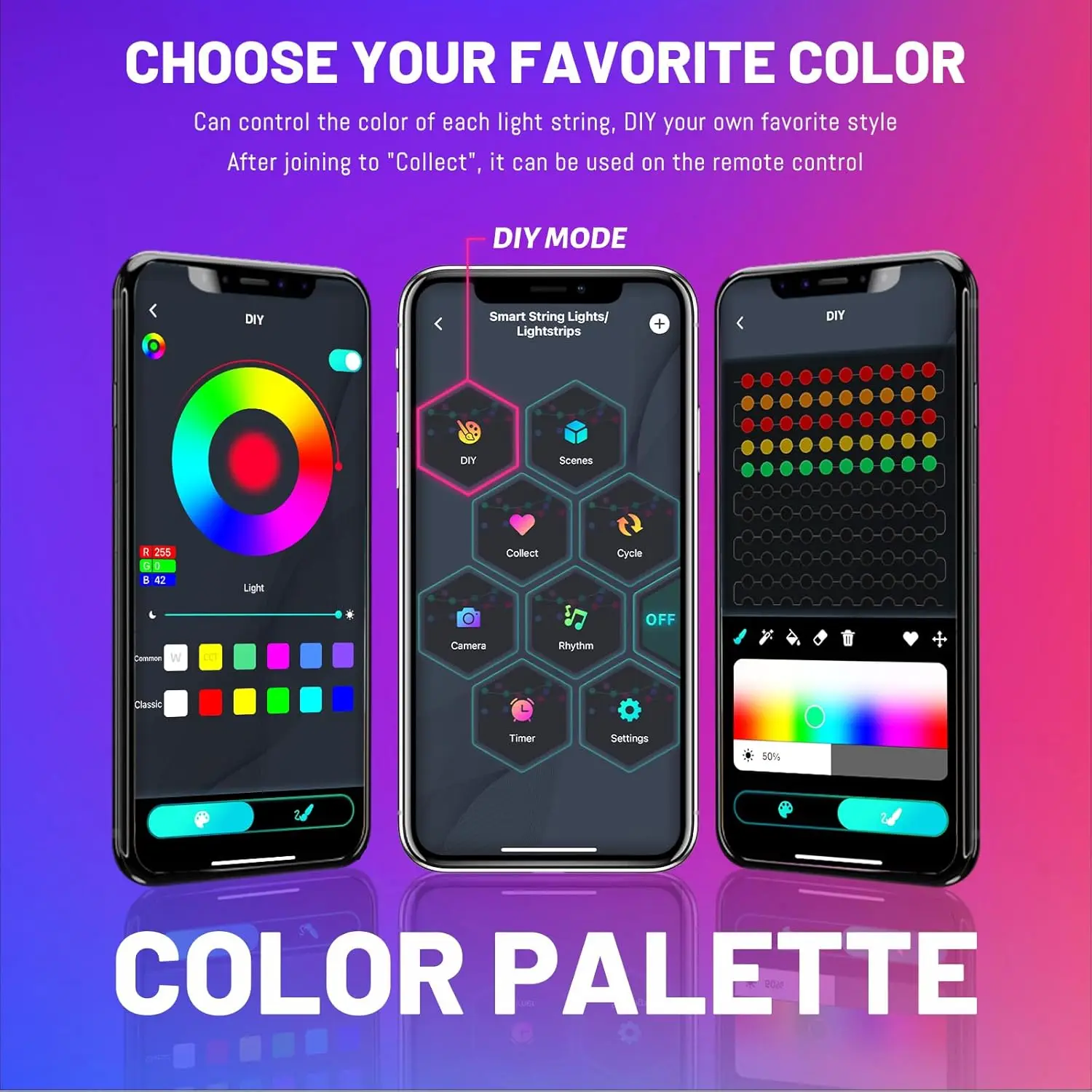 RGB Smart Curtain Lights Curtain Fairy String Lights with Remote & APP Control LED Party Lights for Wedding/Valentine's/Birthday